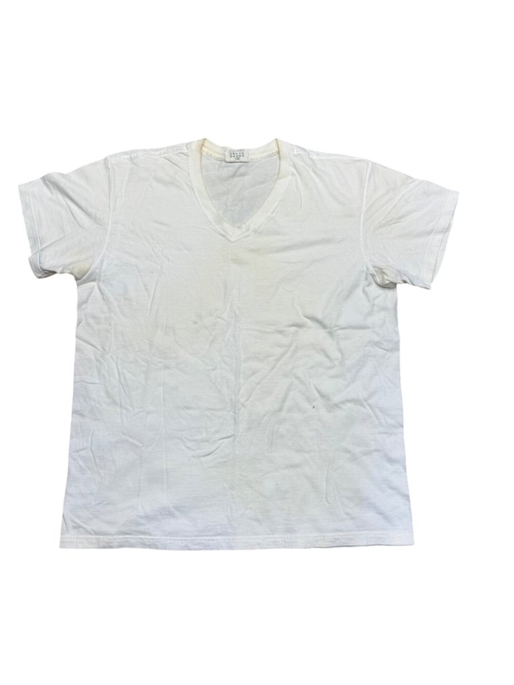 Vintage Calvin Klein Mens White V-Neck Tee Undershirt Cotton L Made In Brazil